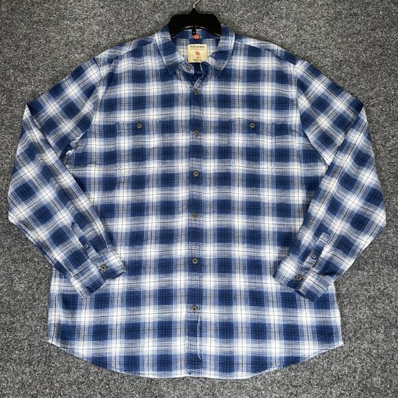 Ruff Hewn Shirt Mens XL Blue Plaid Flannel Long Sleeve Button Up Western Casual‎ - Picture 1 of 6